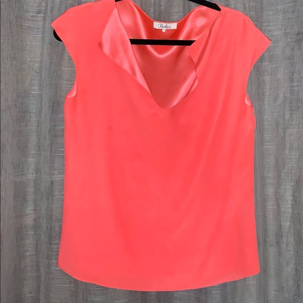 Parker Tangerine Silk Tank Blouse